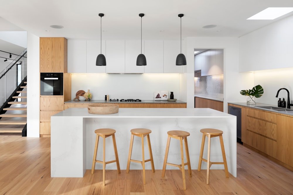 Staged modern kitchen representing a home for sellers